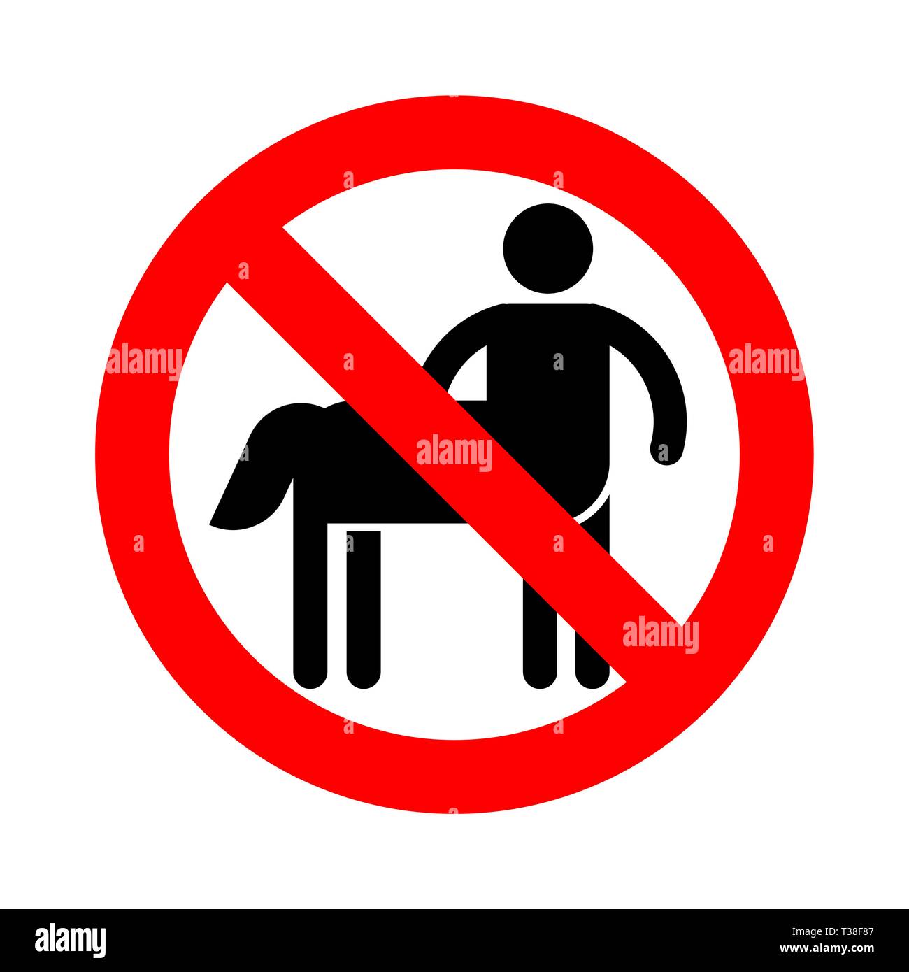 Stop Centaur. Red Verbotszeichen Halb Mensch halb Pferd. Verbot Fabelwesen Stock Vektor