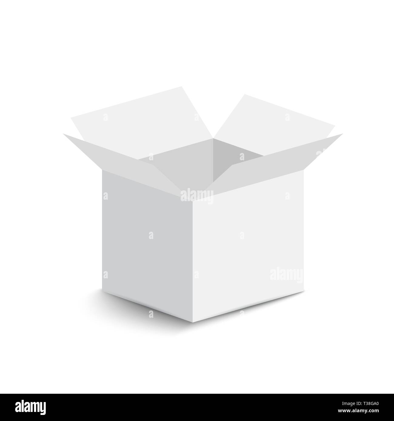 White open box auf weißem Hintergrund. open box mit Schatten. Vector Illustration Stock Vektor