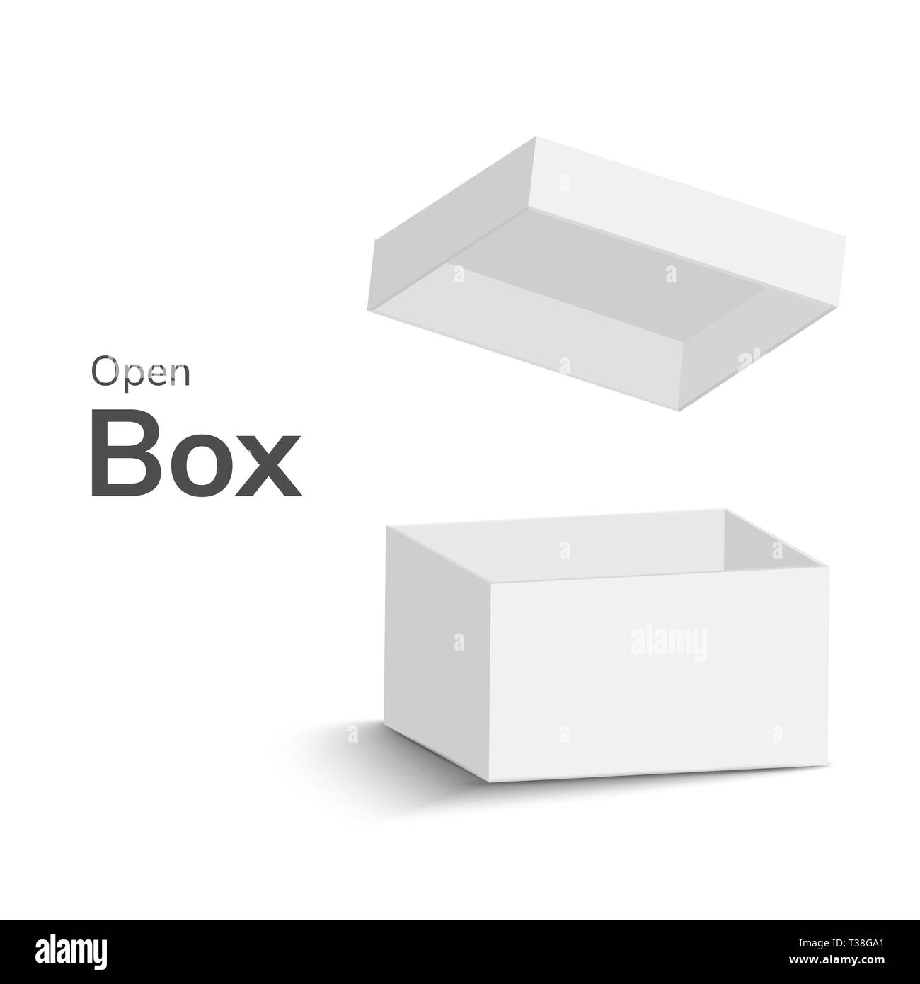 White open box auf weißem Hintergrund. open box mit Schatten. Vector Illustration Stock Vektor