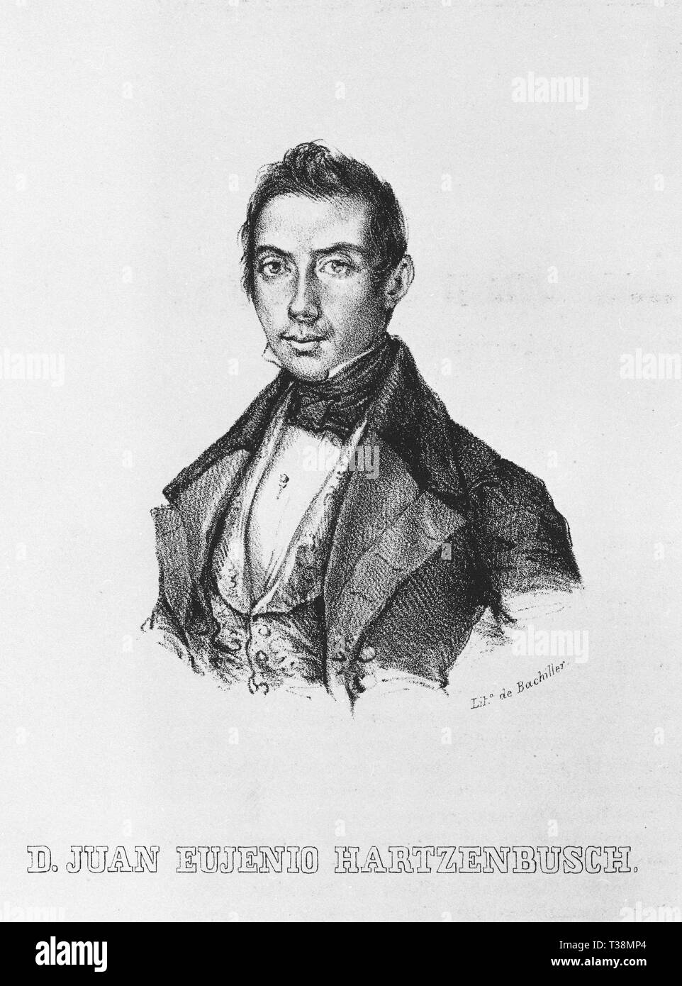 JUAN EUGENIO HARTZEMBUCH (1806/80) DRAMATURGO ROMANTICO ESPAÑOL. Lage: Biblioteca Nacional - coleccion. MADRID. Stockfoto