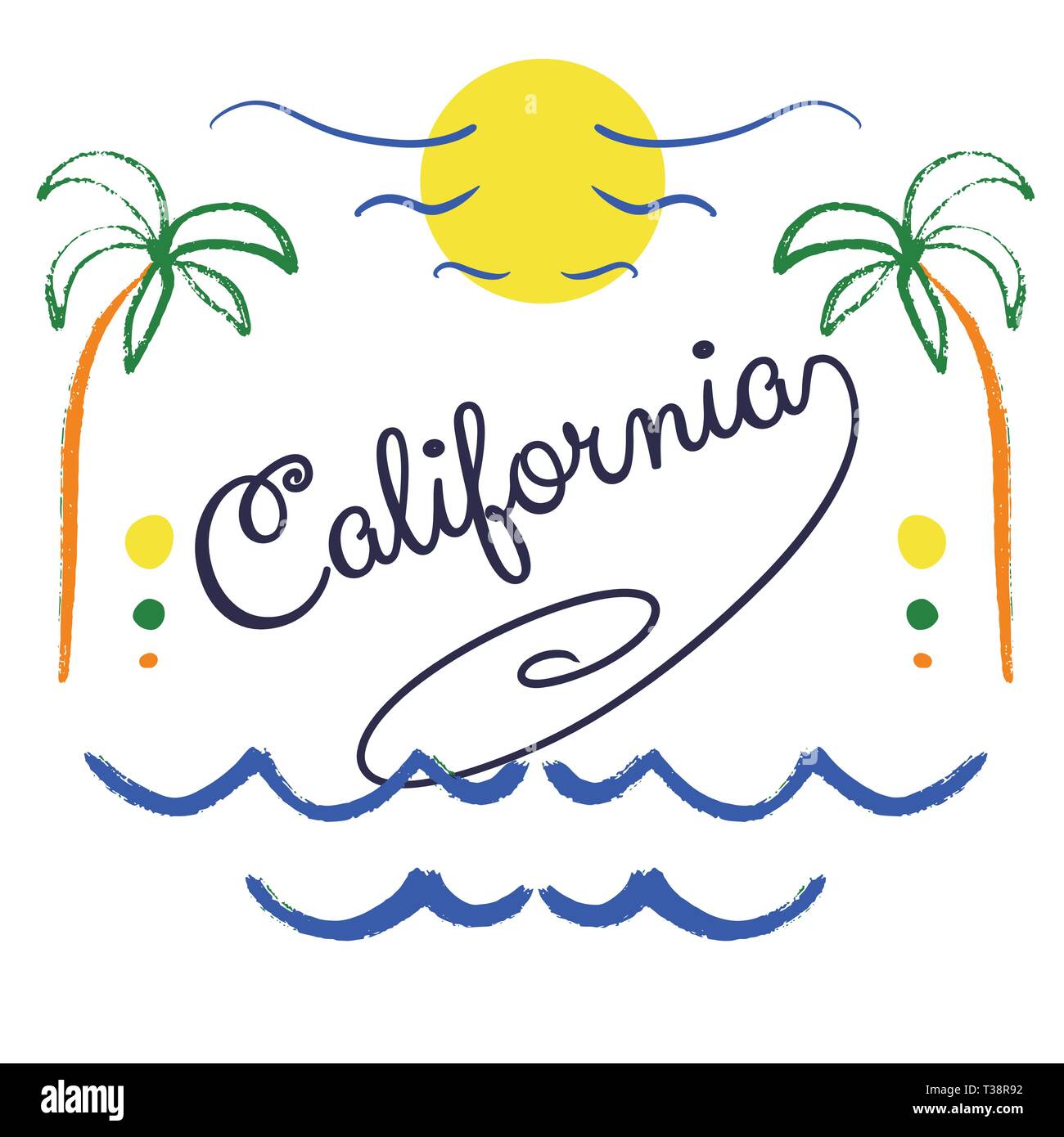 Kalifornien handgezeichneten Schriftzug. Stock Vektor