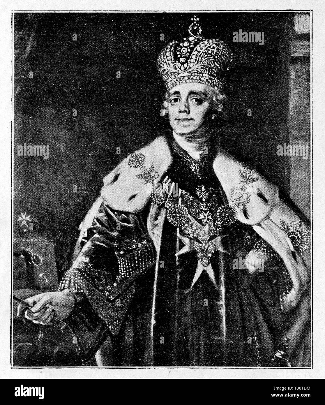 Paul I. von Russland. Digital verbesserte Reproduktion von Illustrierter Überblick über das Leben der Menschheit im 19. Jahrhundert, 1901 edition, Marx Verlag, St. Petersburg. Stockfoto