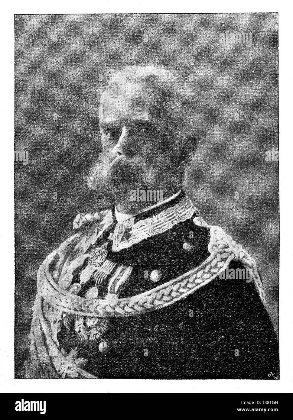 Umberto I von Italien. Digital verbesserte Reproduktion von Illustrierter Überblick über das Leben der Menschheit im 19. Jahrhundert, 1901 edition, Marx Verlag, St. Petersburg. Stockfoto