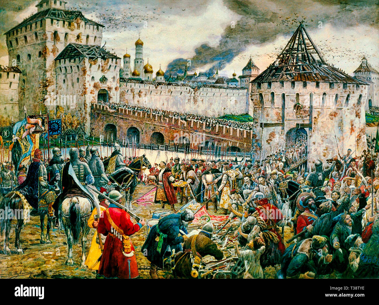 Die Polen Kapitulation der Moskauer Kreml zu Prince Pozharsky (1612). Ernst Lissner, 1938 Stockfoto
