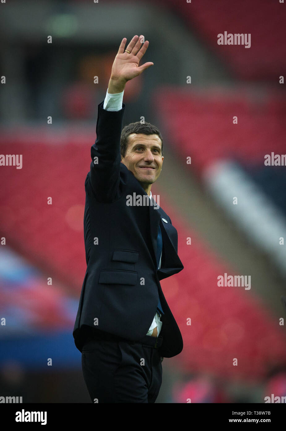 Watford manager Javi Gracia während der FA Cup semi final Match zwischen Watford und Wolverhampton Wanderers an der Vicarage Road, Watford, England am 7 Apr. Stockfoto