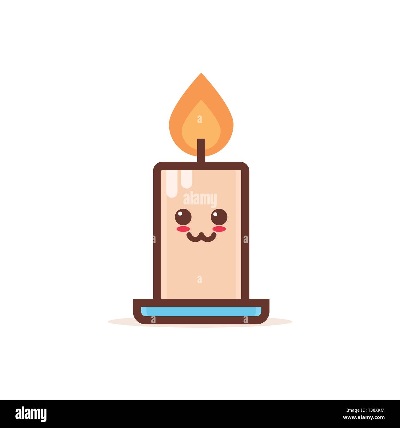 Cute brennende Kerze cartoon comic Charakter mit lächelnden Gesicht  glücklich Emoji kawaii Stil Flamme Feuer feier Konzept Vector Illustration  Stock-Vektorgrafik - Alamy