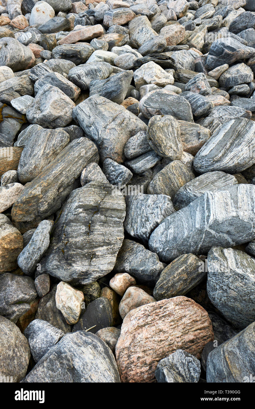 Gneis rock Hintergrund - eine häufige und weit verbreitete Art der metamorphes Gestein. Stockfoto