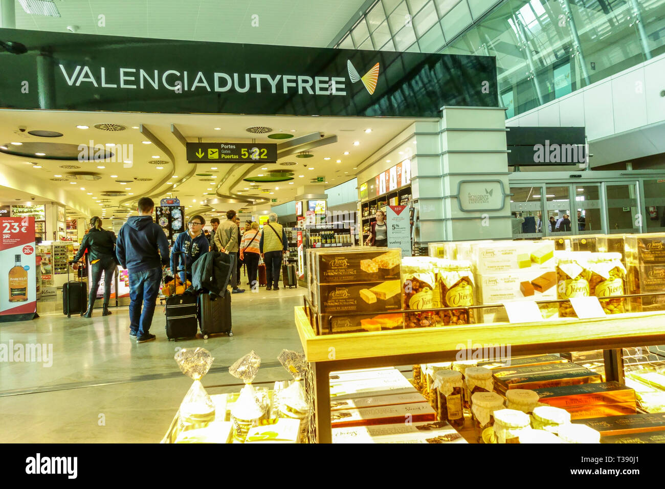Duty Free Shop, Spanien Flughafen Valencia Europa Stockfoto