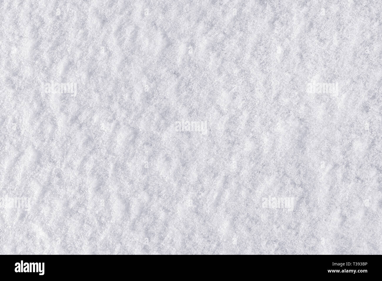 Weißer Schnee hautnah. Textur und Hintergrund Stockfoto