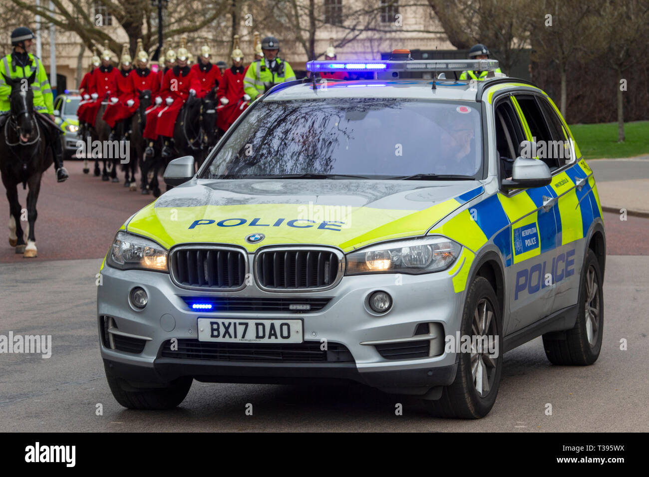 Household Cavalry im Winter Kleid ändern Der Guard, Horse Guards Parade, London, Samstag, 23. März 2019. Foto: David Rowland/One-Image.com Stockfoto