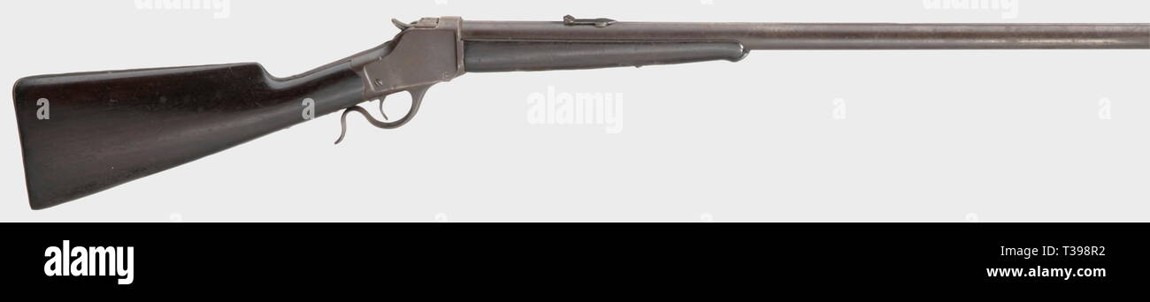 Die langen Arme, moderne Systeme, Winchester Single Shot Modell, Kaliber 50 Eley Ex, Nummer 104466, hergestellt 1918, Additional-Rights - Clearance-Info - Not-Available Stockfoto