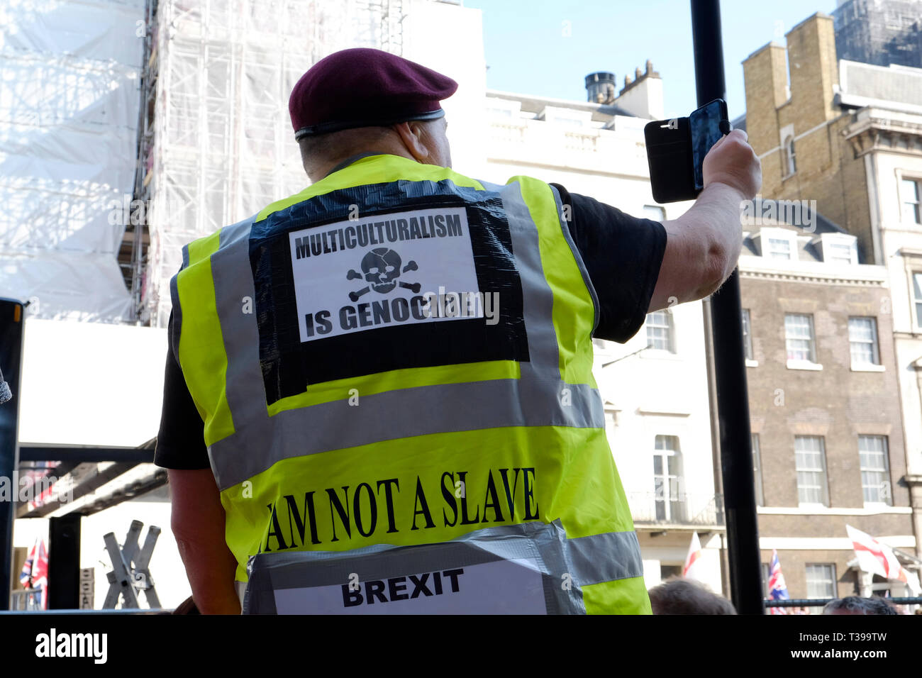 Gelb UK Ein pro brexit Protest in Großbritannien Stockfoto