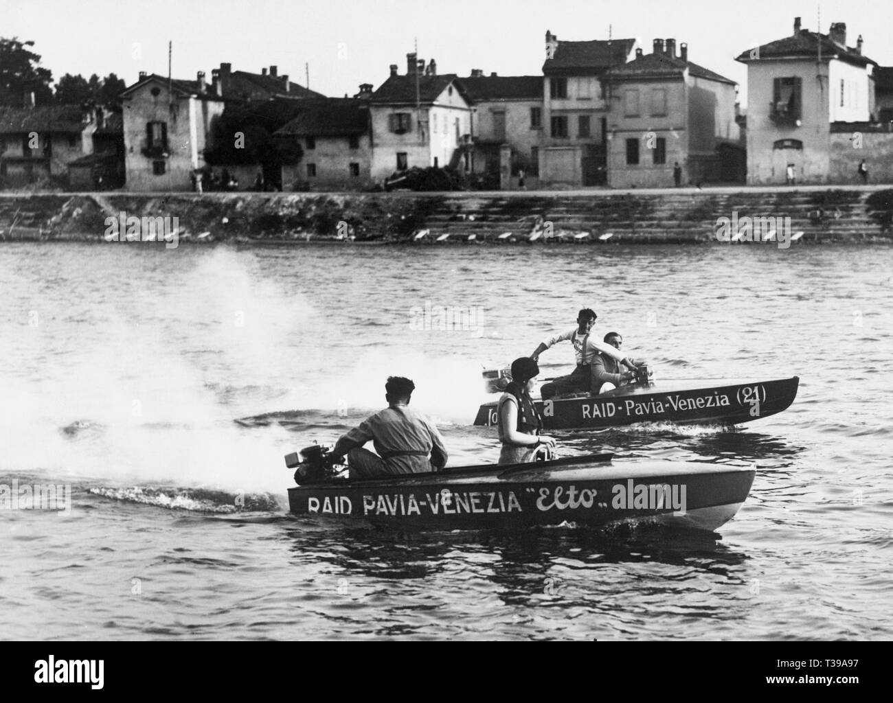 Italien, Motorboot Kreuzfahrt von Pavia nach Venedig, 1900 Stockfoto