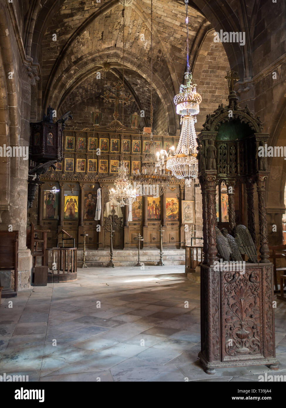 Innenraum der Bellapais Abbey Ruinen Stockfoto