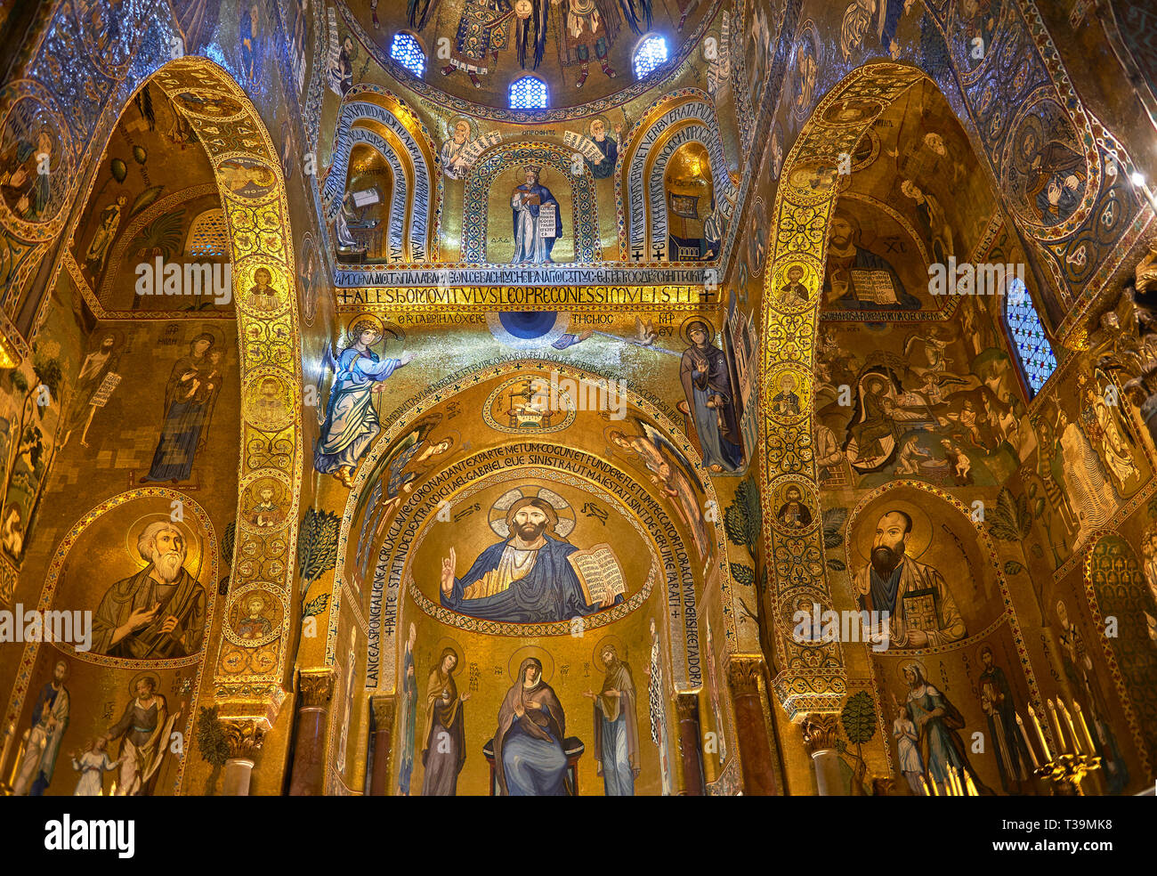 Mittelalterlichen byzantinischen Stil Mosaiken aus dem Hauptschiff der Pfalzkapelle, Cappella Palatina, Palermo, Italien Stockfoto