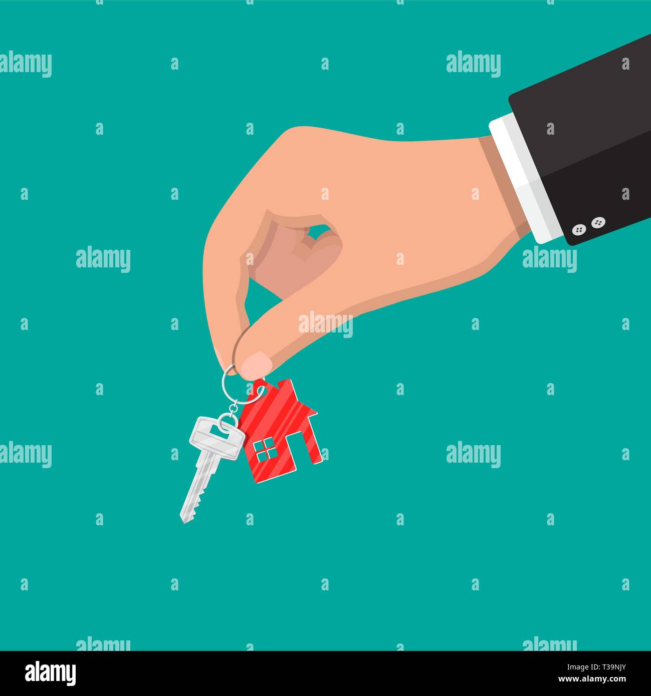 Hand Halt Metall Schlussel Mit Schlusselanhanger Haus Im Flachen