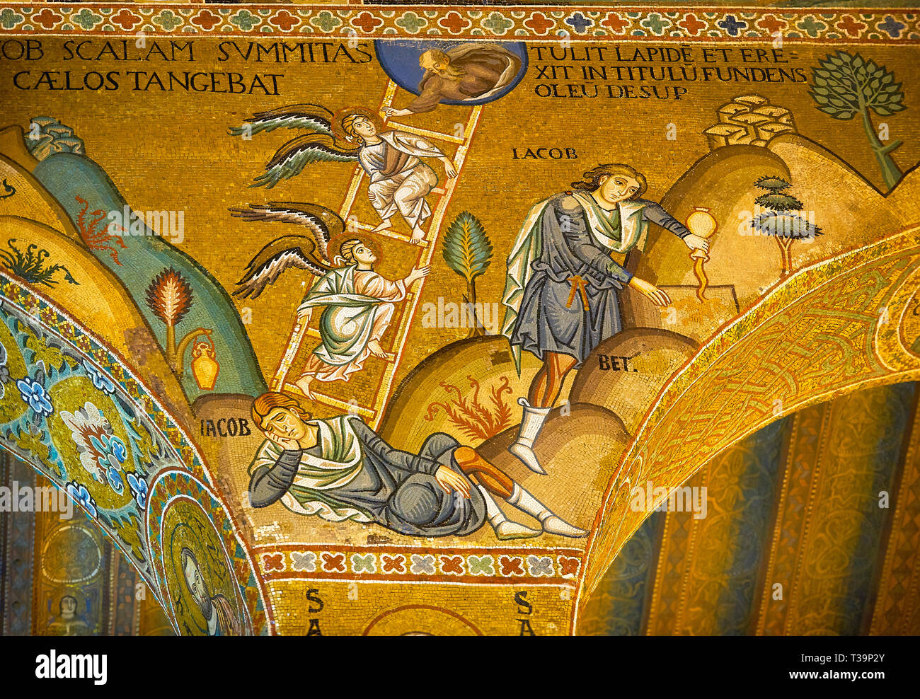 Mittelalterliche byzantinische Mosaiken der Pfalzkapelle, Cappella Palatina, Palermo, Italien Stockfoto