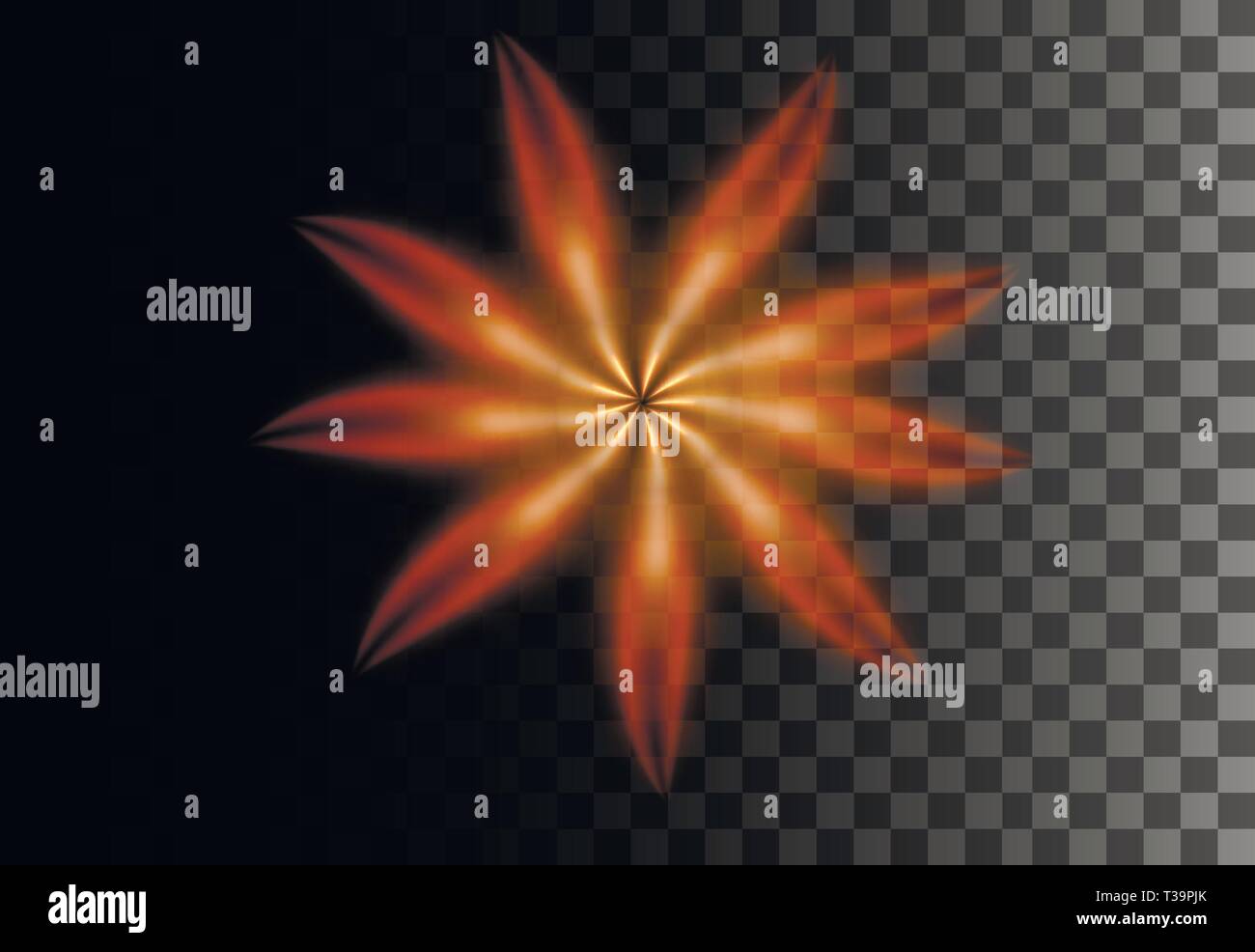 Leuchtende Linie abstrakte Wirkung. Golden Star Lichteffekt auf transparenten Hintergrund. Star Geometrie Form. Stock Vektor