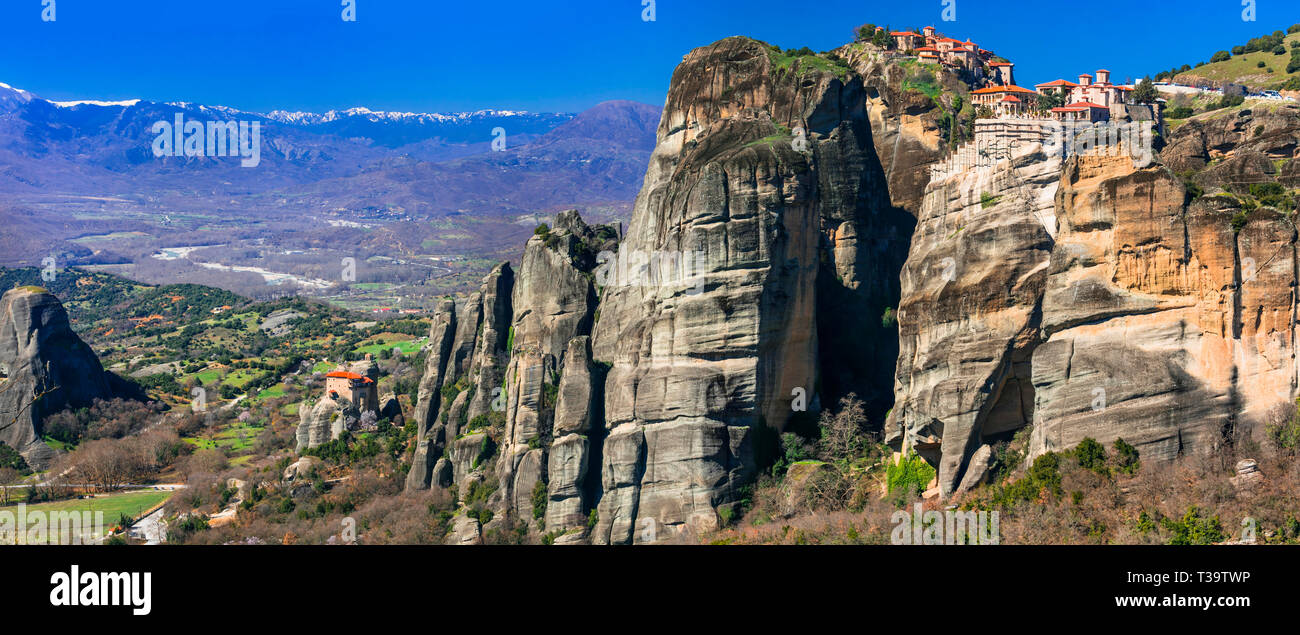 Einzigartige Kloster in Kalambaka, Meteora, Griechenland Stockfoto