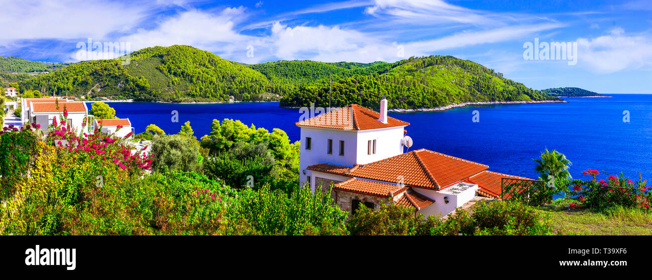 Beeindruckende Landschaft Griechenland, Insel Skopelos. Stockfoto
