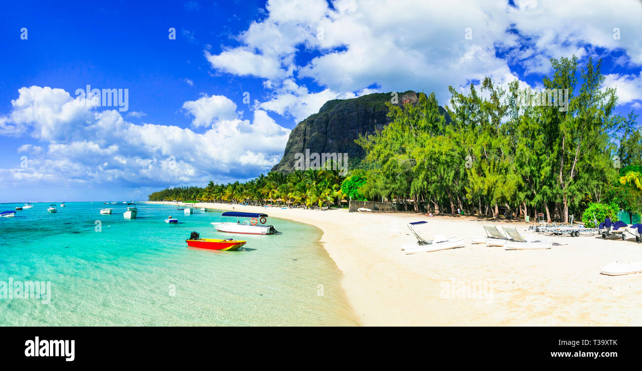 Tropisches Paradies in Le Morne, Mauritius Insel. Stockfoto