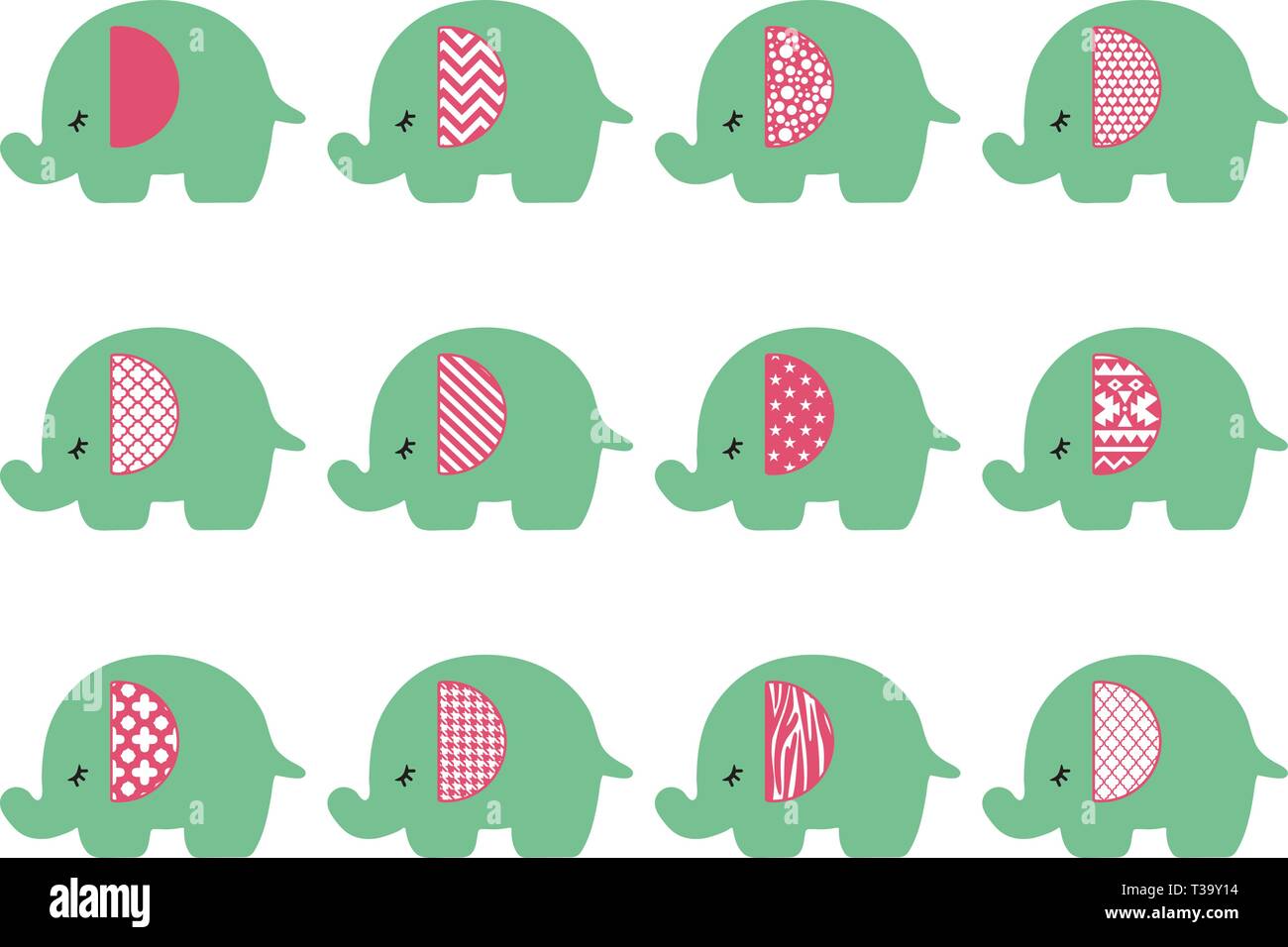 Elefant Silhouetten Vektor Sammlung Stock Vektor