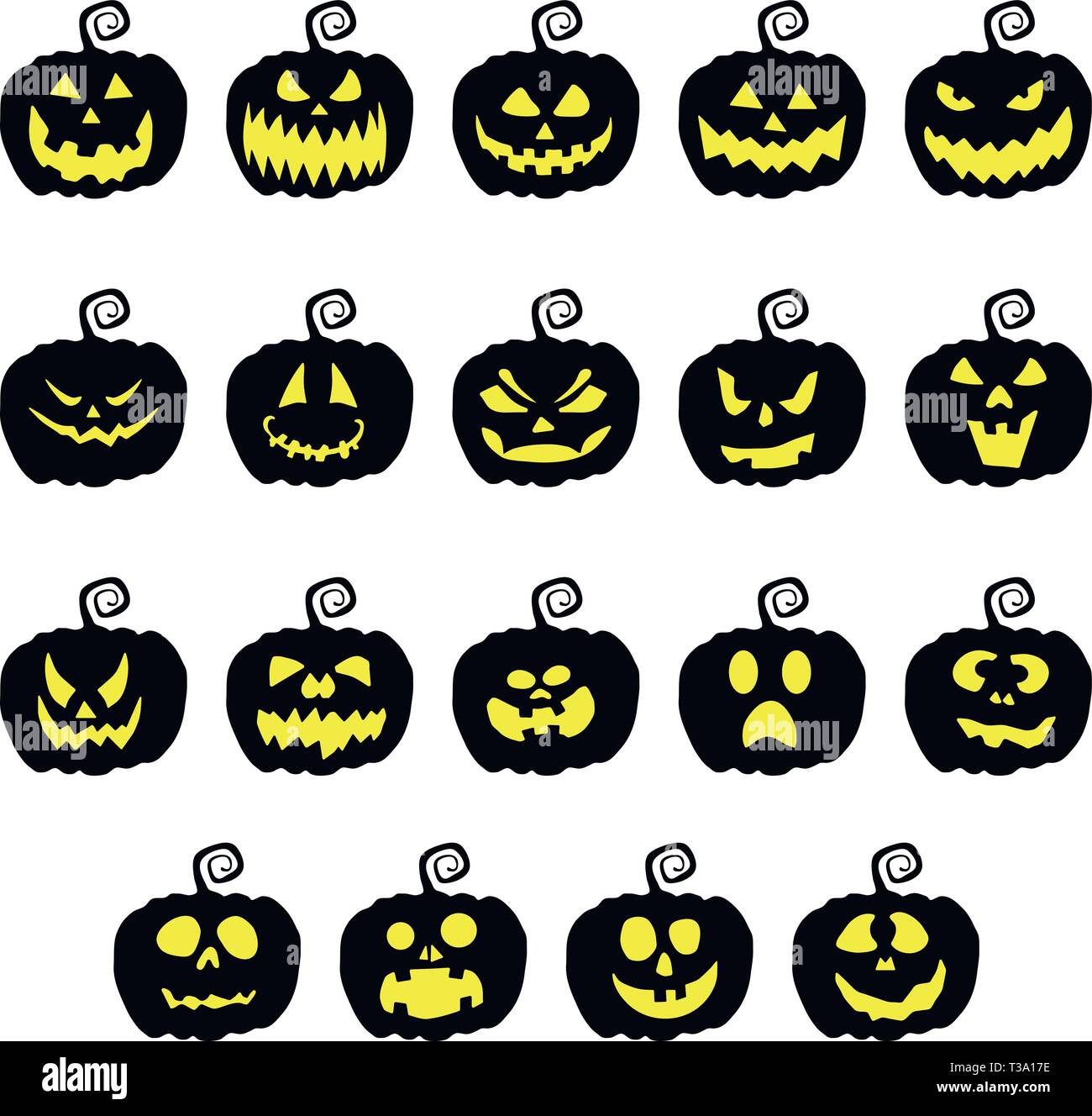 Kürbis Gesichter Clipart. Halloween Collection. Stock Vektor