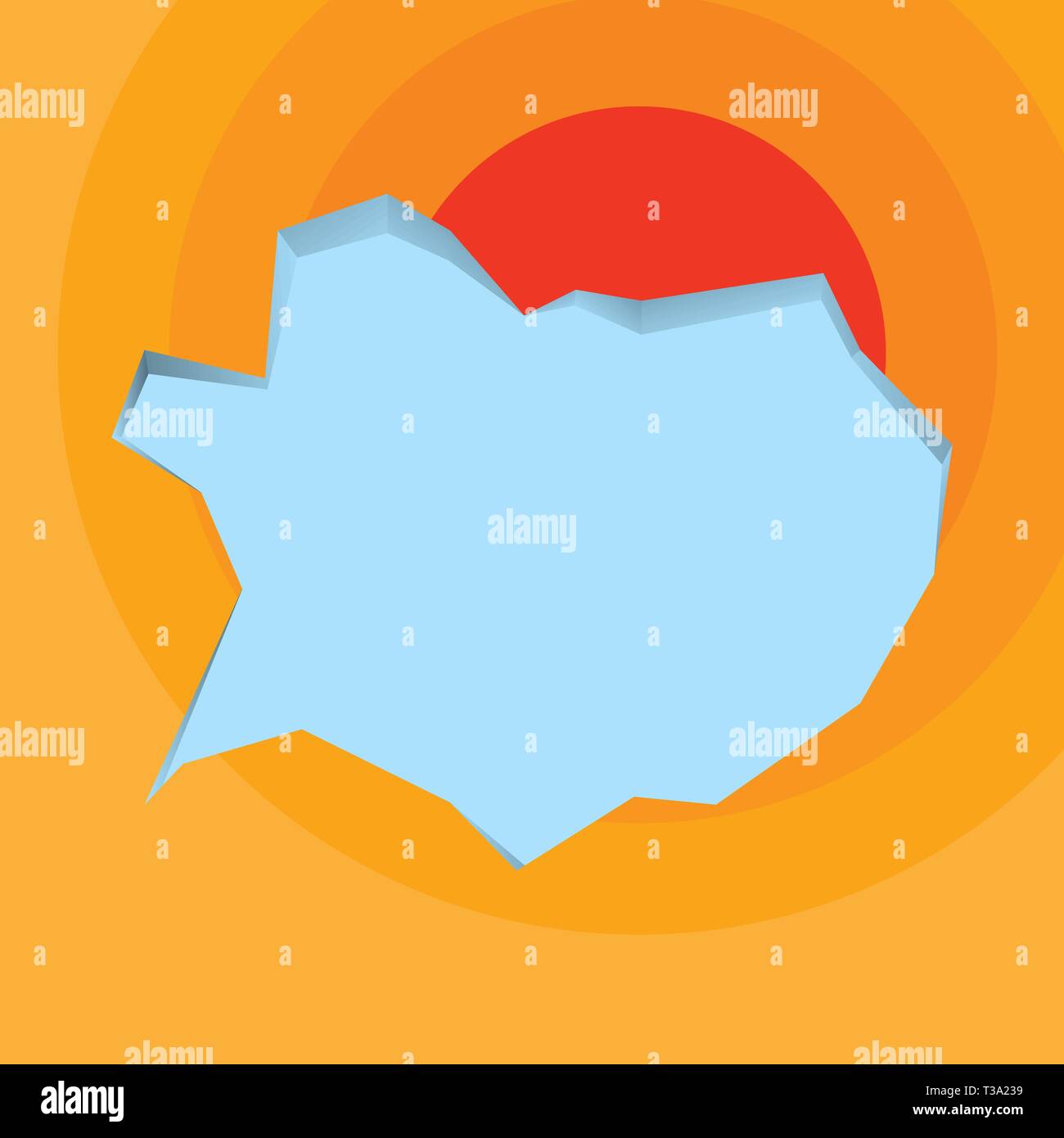 Leere Hellblauer Sprechblase in unregelmäßigen Schnittkante Form 3D-Stil Hintergrund Business leere Vorlage für das Layout für die Einladung Grußkarte Förderung Stock Vektor