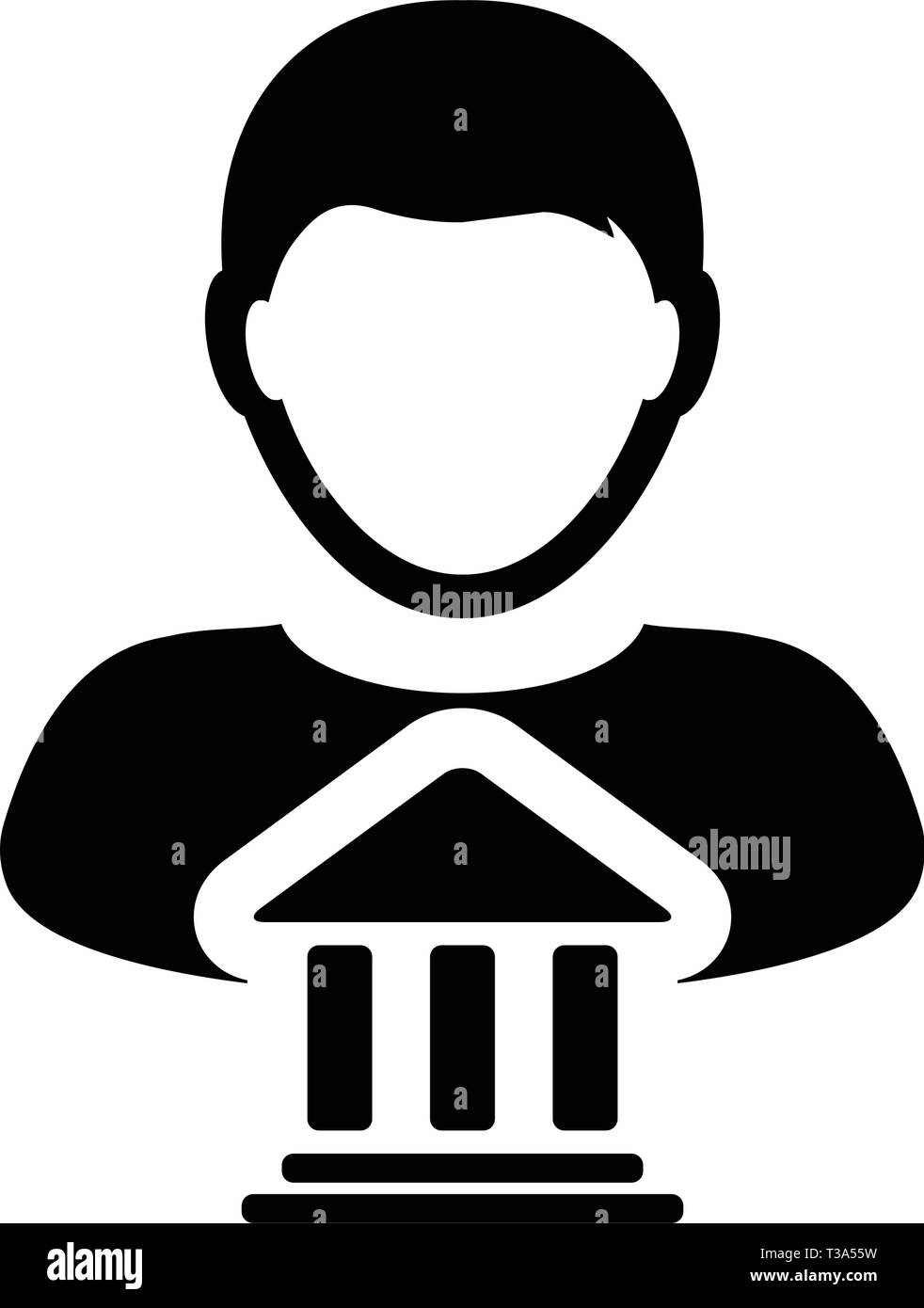 Politische Symbol Vektor Mit Mannliche Person Profil Avatar Mit Gebaude Symbol Fur Governance In Glyph Piktogramm Abbildung Stock Vektorgrafik Alamy