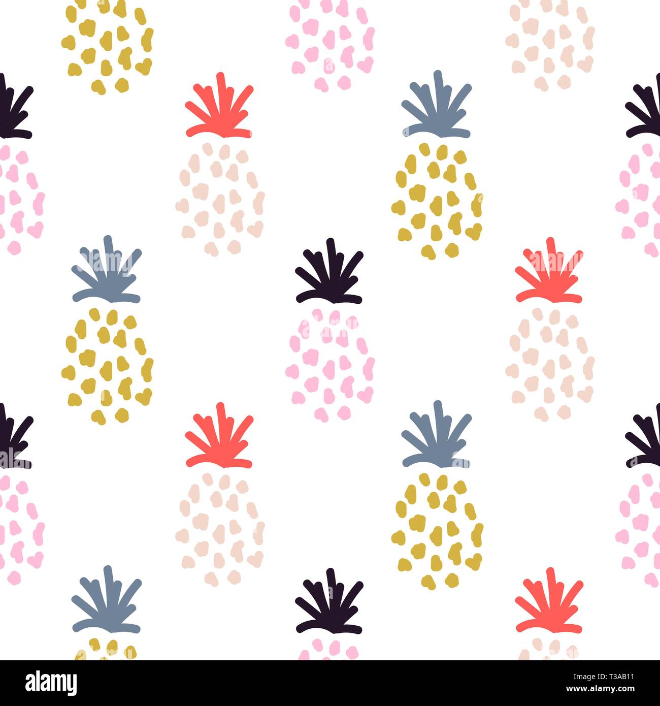 Ananas Sommer bunten tropischen textile nahtlose Vektor drucken. Stock Vektor