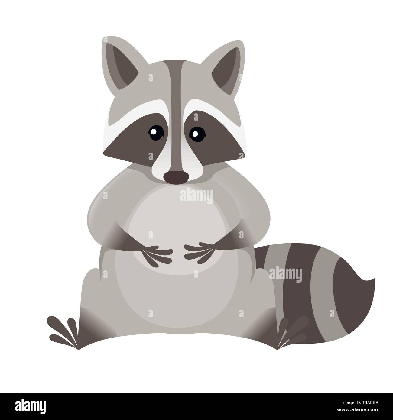 Cute cartoon Waschbär sitzend vor. Cartoon animal Character Design ...
