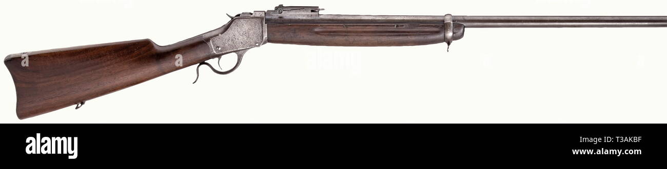 Die langen Arme, moderne Systeme, Winchester Single Shot (1885) Modell, Kaliber 22 lr, Nummer 111824, hergestellt 1919, Additional-Rights - Clearance-Info - Not-Available Stockfoto