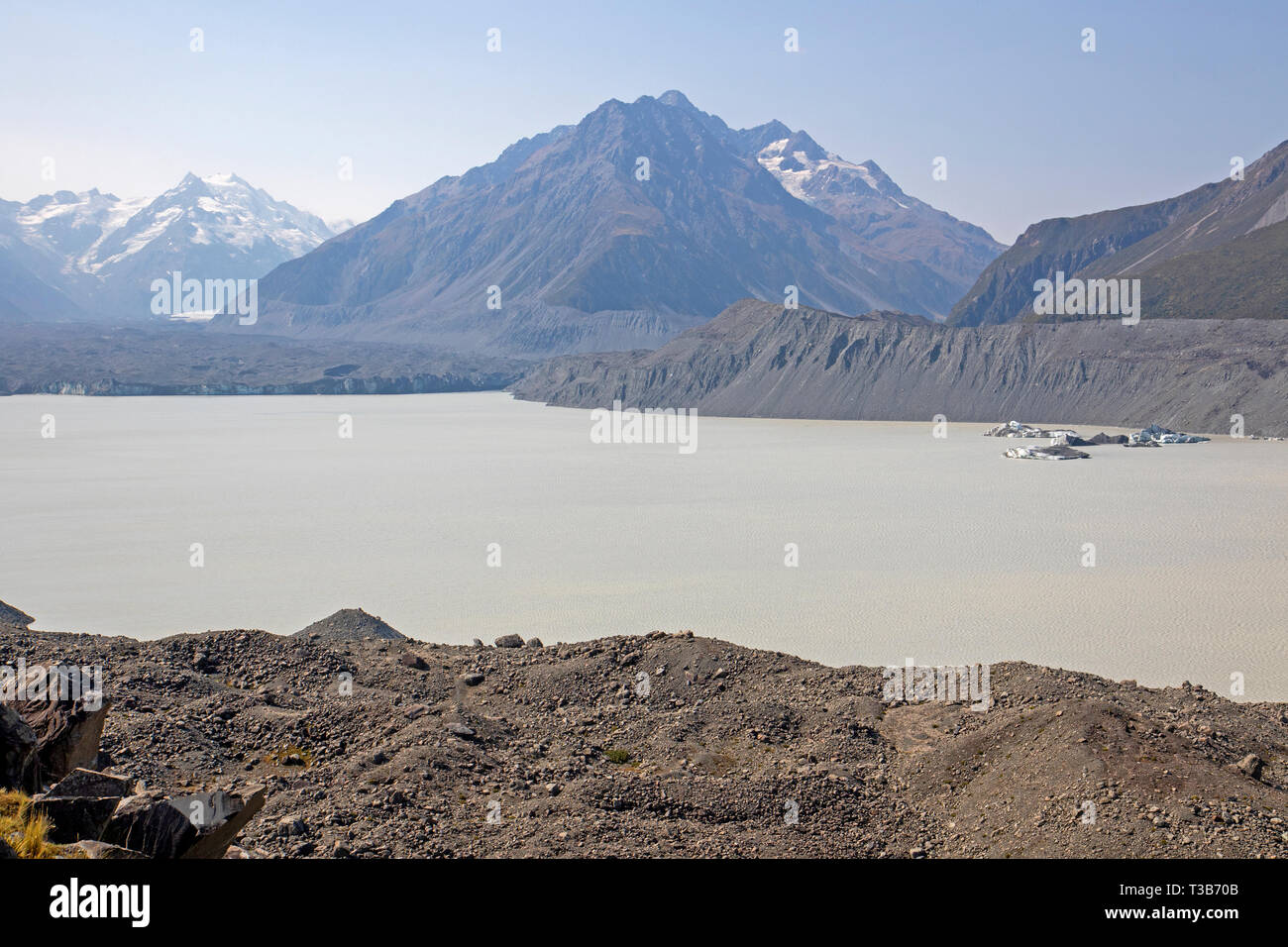 Tasman Gletscher und den See Stockfoto