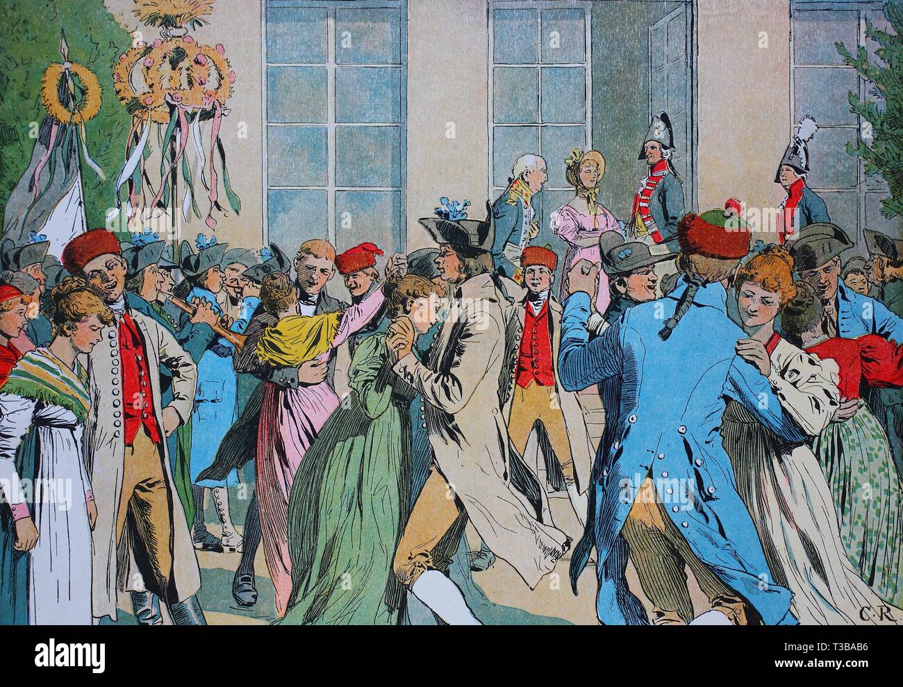 Herzogin Luise von Mecklenburg-Strelitz, Luise Auguste Wilhelmine Amalie, 1776-1810, Königin von Preußen, am Erntedankfest, in Paretz, historische i Stockfoto