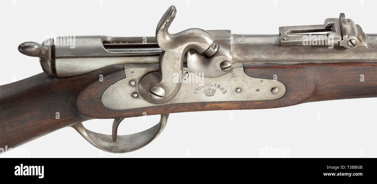 Dienstwaffen, Bayern, sportschützen rifleM 1858/67 U - M II, System Braunmuehl-Lindner, sogenannte podewils Gewehr, Nummer 1520, Additional-Rights - Clearance-Info - Not-Available Stockfoto