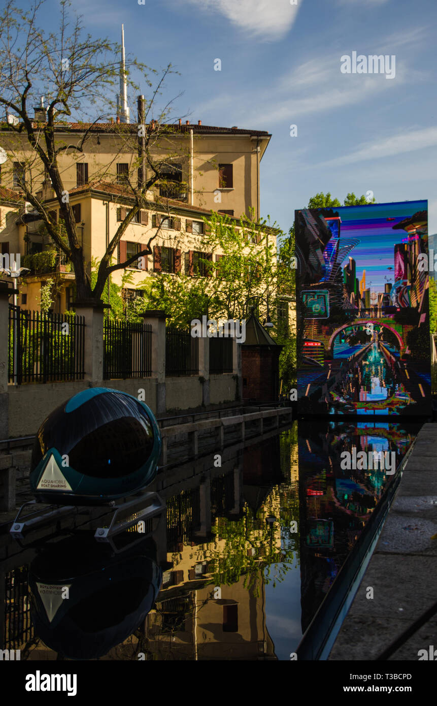 Aqua, Leonardo Da Vinci Wasser vision Projekt für Salone del Mobile, von Marco Balich. Mailand, 8. April, 2019 Stockfoto