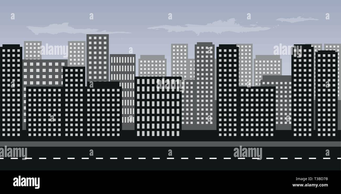 Große Stadt mit vielen Wolkenkratzern Vektor-illustration EPS 10. Stock Vektor