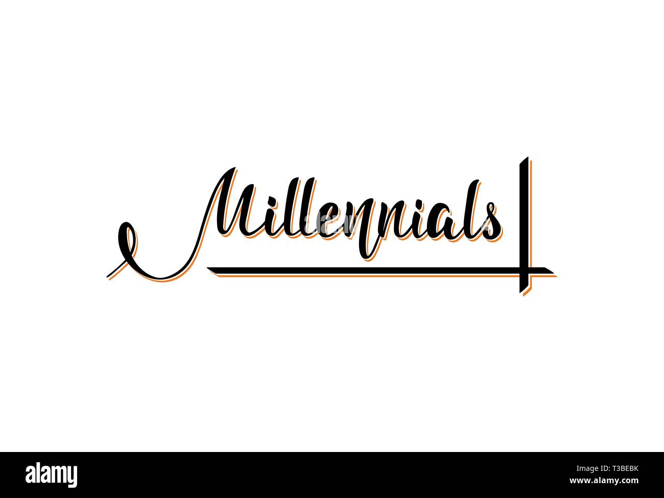 Millennials. Vector Illustration mit handschriftlichen Phrase. Beschriftung auf einen transparenten und einen weißen Hintergrund. Stock Vektor