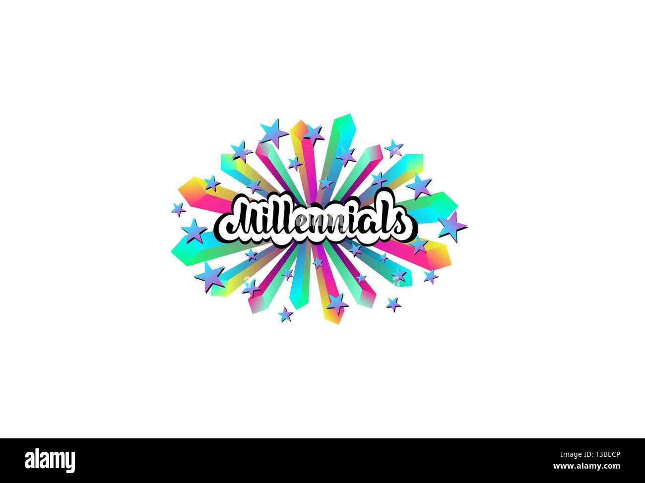 Millennials. Vector Illustration mit handschriftlichen Phrase. Beschriftung auf einen transparenten und einen weißen Hintergrund. Stock Vektor