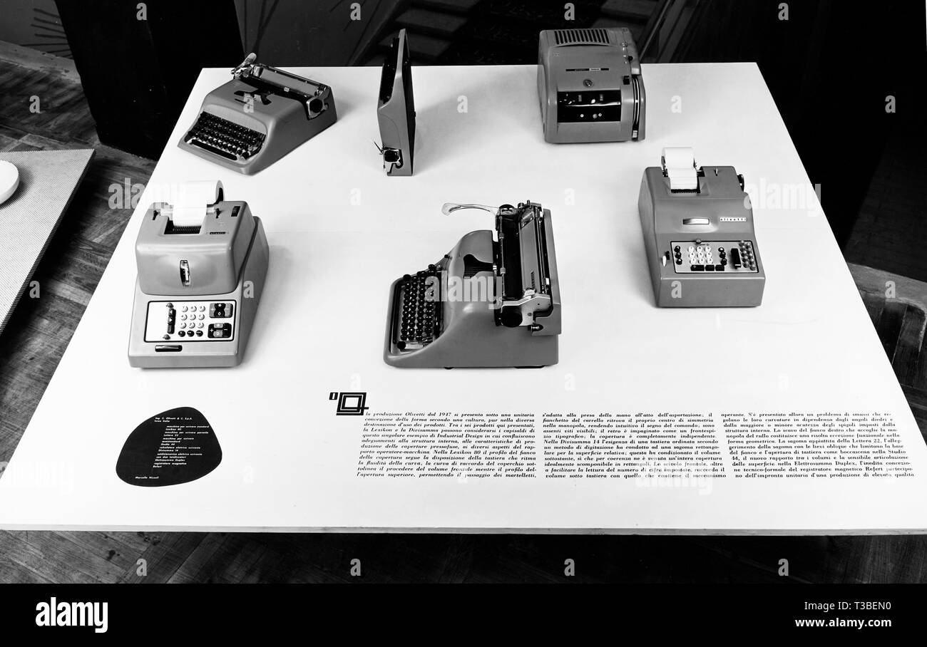 Olivetti Rechenmaschinen, Schreibmaschinen, 1954 Stockfoto
