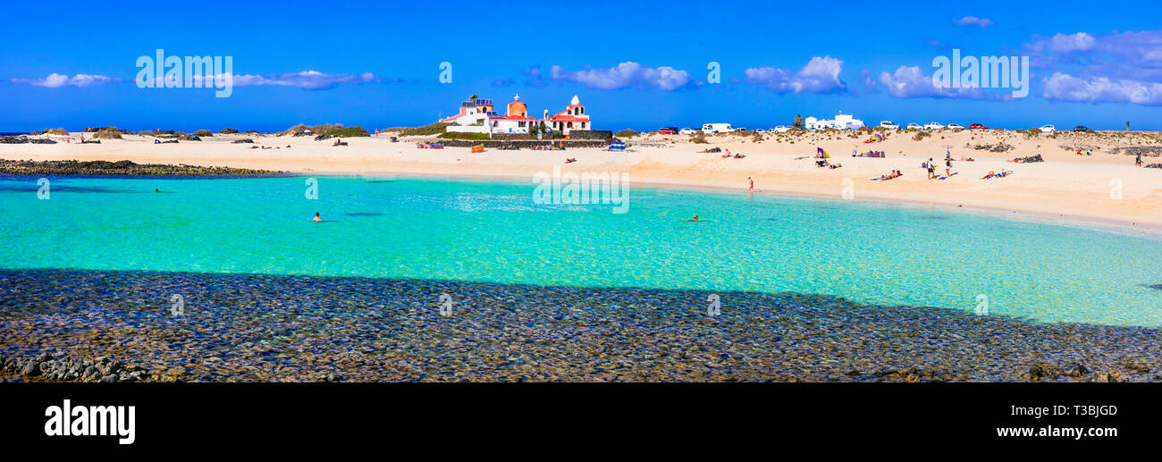 Schönen La Chonca Strand, in der Nähe von El Cotillo, Fuerteventura, Spanien Stockfoto