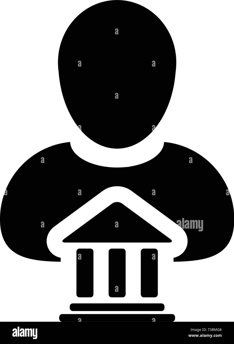 Architektur Symbol Vektor mit männliche Person Profil Avatar mit Gebäude Symbol in Glyph Piktogramm Abbildung Stock Vektor