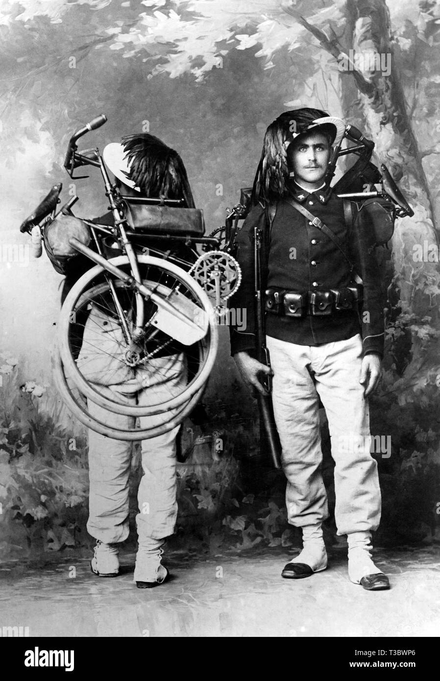 Bersaglieri mit klappbaren Fahrräder, 1910 Stockfoto