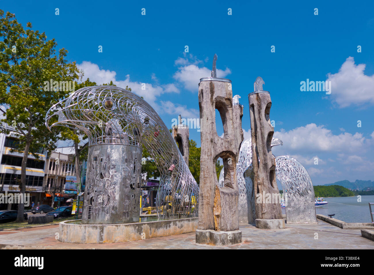 Eagle Skulptur, Chaofak Park, der Stadt Krabi, Thailand Stockfoto