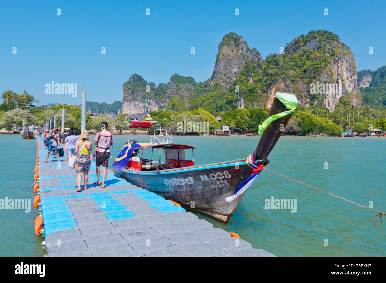 Osten Railay schwimmenden Pier, Railay, Provinz Krabi, Thailand Stockfoto