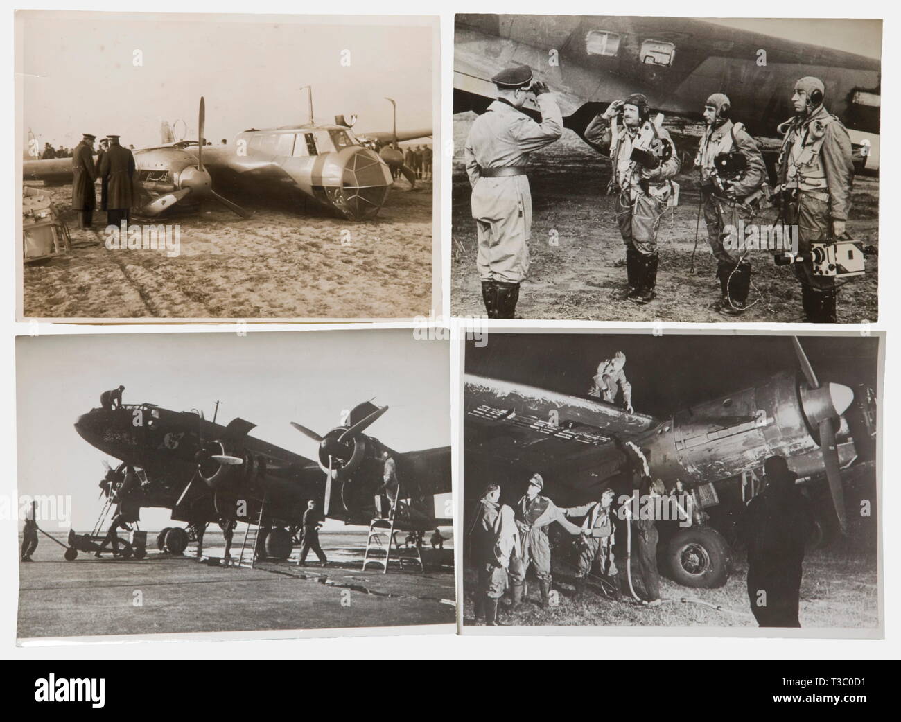 Etwa 100 Presse Fotos von Flugzeugen in verschiedenen Formaten, aus der deutschen und ausländischen Presse Agenturen, meist beschriftet auf der Rückseite. Sind die Hs 123, er 111, Ju 87, Ju 88, Do17, Fw 200 am Boden und im Flug, Arbeit, Innen- und Außenansichten mit Mannschaften, Fotos der Gruppe, nächtliche Angriffe und vieles mehr. Historische, historische, Personen, 1930er Jahre, 20. Jahrhundert, Luftwaffe, Zweig, Zweige, bewaffneten Service, Streitkräfte, Militaria, Militär, Luftwaffe, Objekt, Objekte, Stills, Clipping, Clippings, Ausschneiden, Ausschnitten, Foto, Foto,, Editorial-Use - Nur Stockfoto