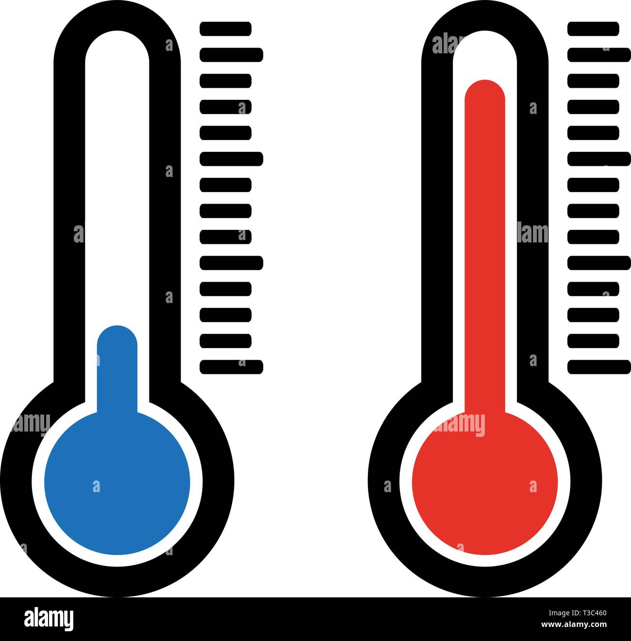 Einfache Flache Heisse Und Kalte Temperatur Luft Thermometer Symbol Stock Vektorgrafik Alamy