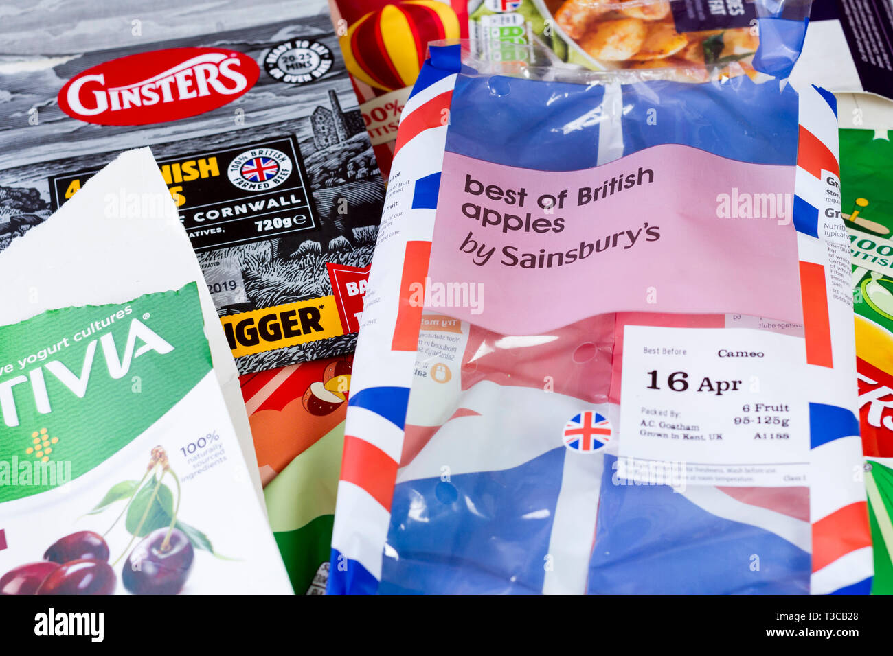 Lebensmittelverpackungen, Vereinigtes Königreich Stockfoto
