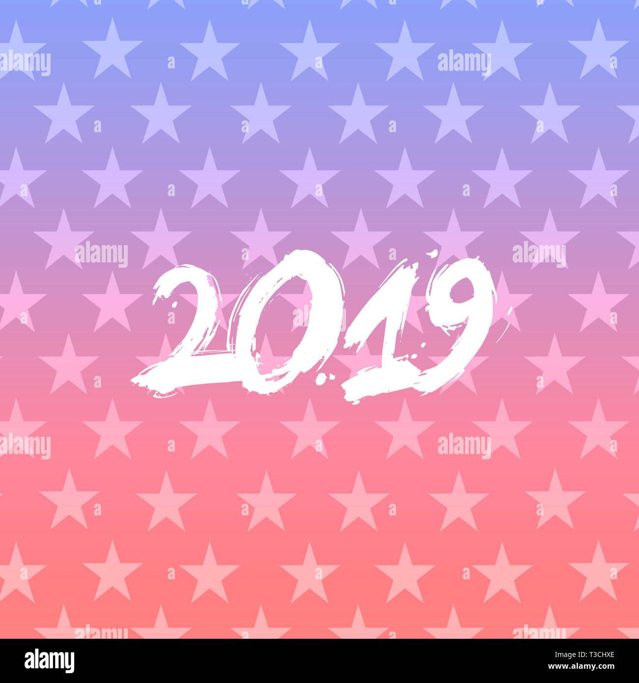 Neues Jahr 2019 Grußkarte. Moderne futuristischen Vorlage für 2019. Digitale Daten Visualisierung. Business Technology Konzept. Abbildung gradient Hinterg Stockfoto