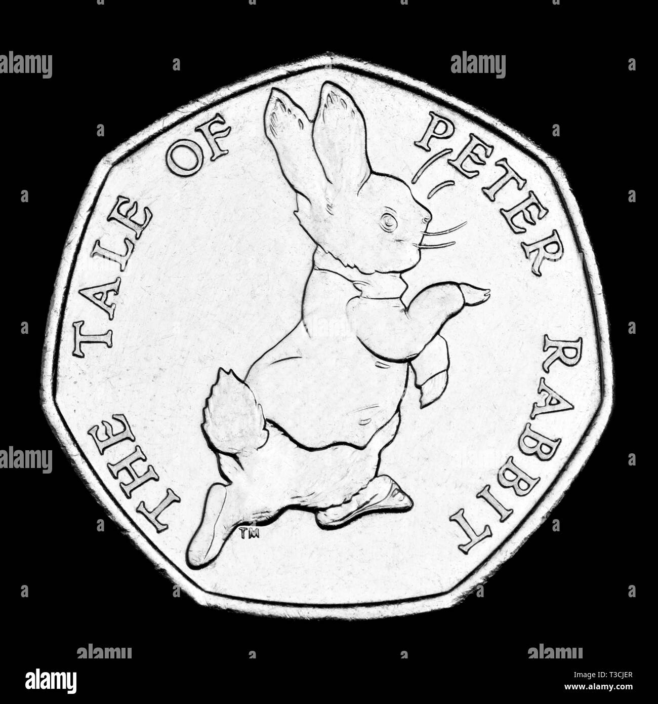 Britische commemorative 50p-Medaille. Beatrix Potter Peter Rabbit (2017) Stockfoto